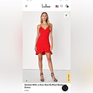 Lulus Bodycon Red Mini Dress, Size L